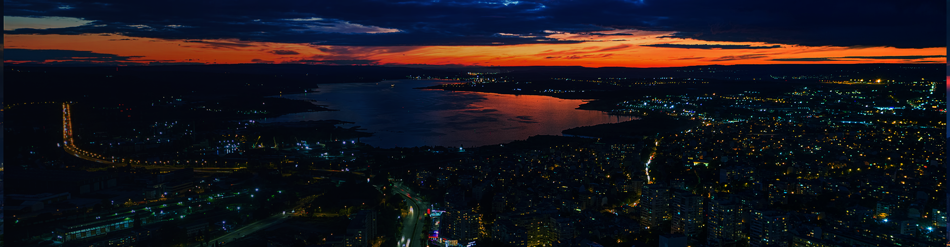 Sunset over bulgarian city, ideal for web hosting.