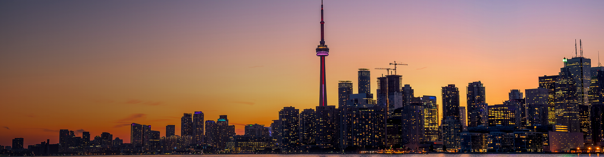 Sunset in Canadian city, ideal location for web hosting.