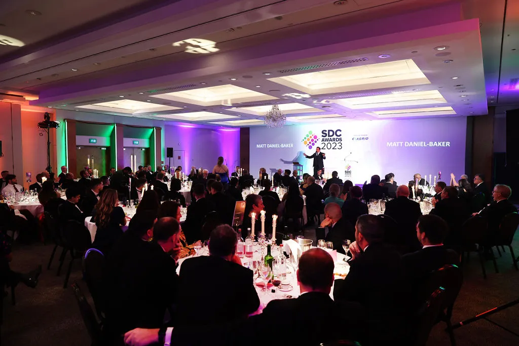 Speaker on stage at the SDC Awards 2023