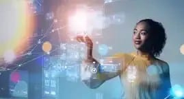 Person interacting with a digital interface