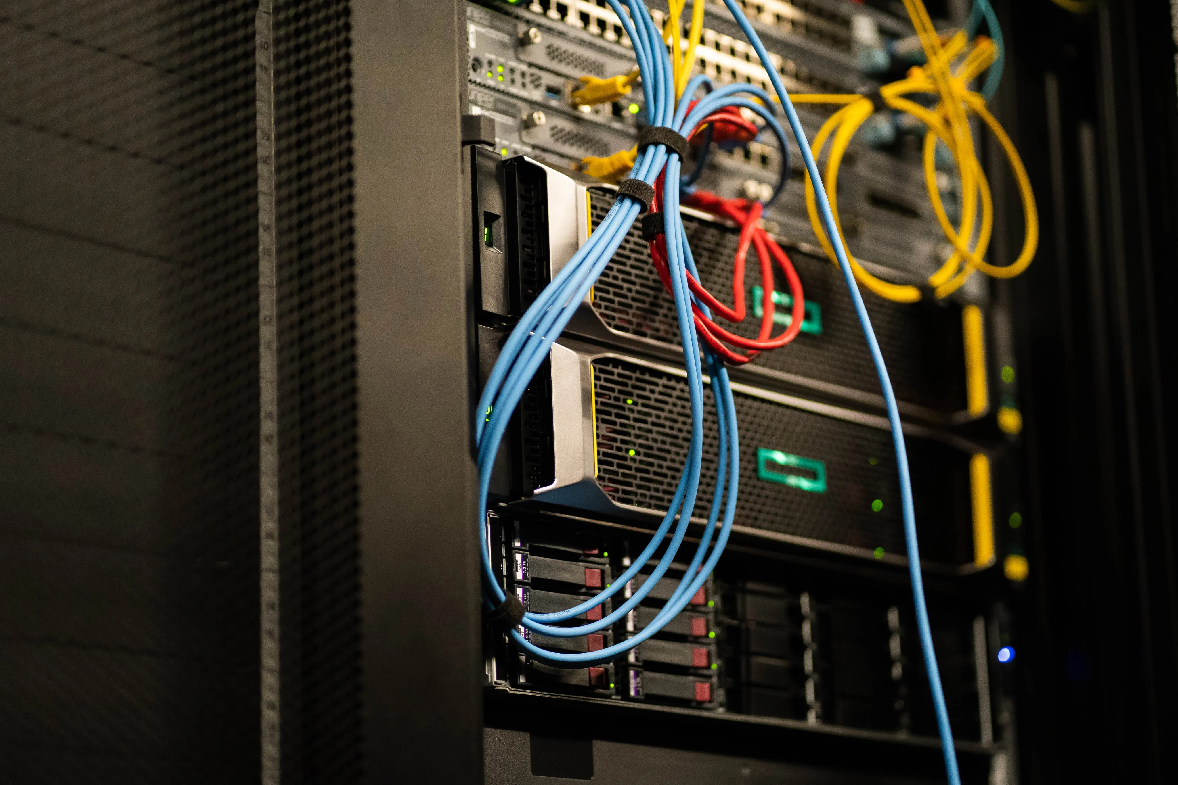 Server racks with network cables